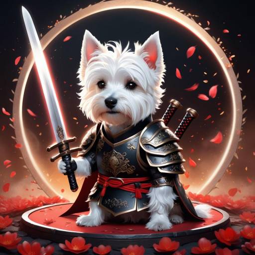Fantasy Warrior Terrier in Magical Circle