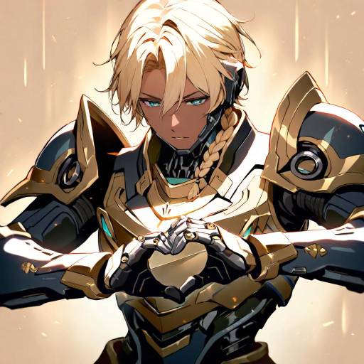Cyborg Warrior Examining Object in Armor Cyborg Warrior Examining Object in Armor
