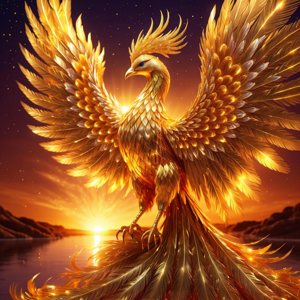 Radiant Phoenix in Fiery Sunset