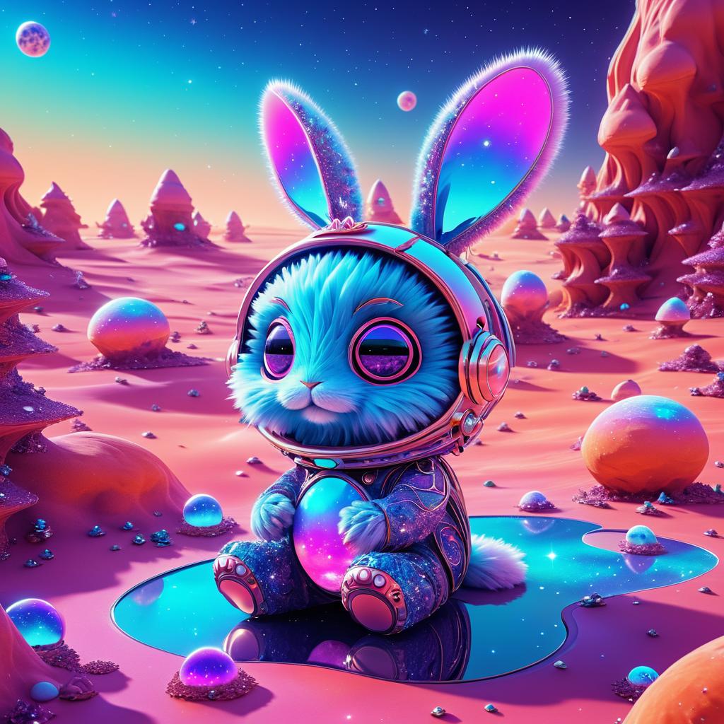 Whimsical Alien Bunny on Mars