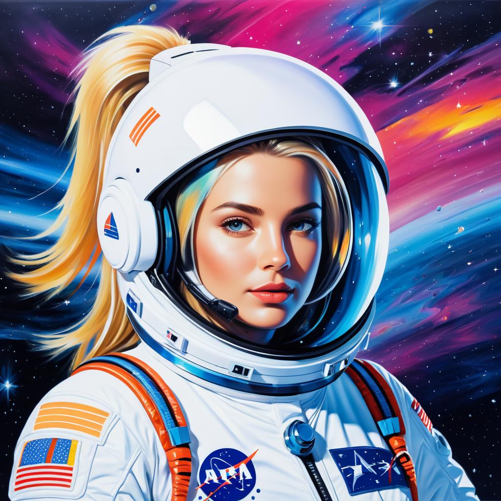 Vibrant Astronaut Portrait in Space