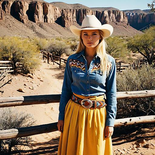 Cowgirl in Desert Landscape