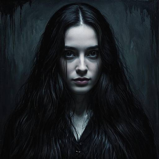 Eerie Portrait of Mysterious Mourning Woman