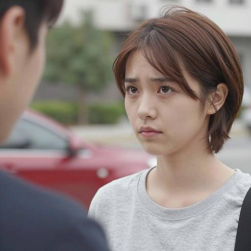 Serious Gaze: Woman and Man Outdoors