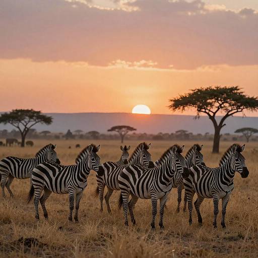 Serene African Savanna at Sunset