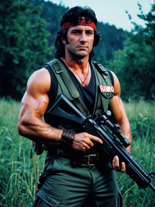 Man in Rambo Costume Outdoor Cosplay