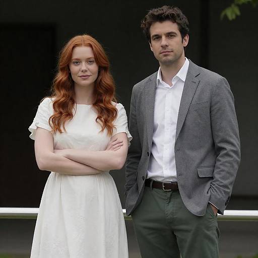 Moody Outdoor Couple Portrait with Redhead