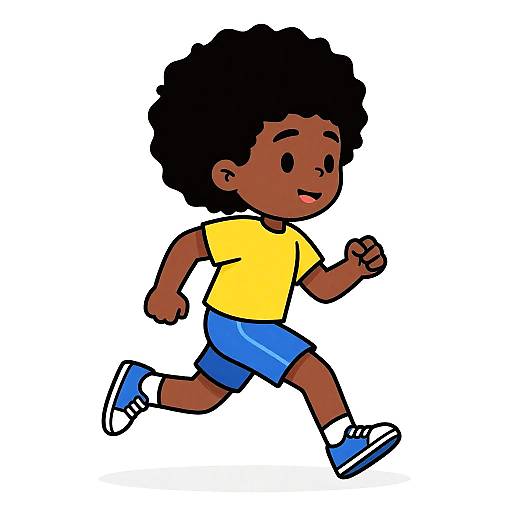 Playful Cartoon Rerun with Afro Hair