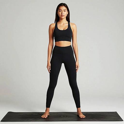 Woman Posing in Black Yoga Outfit