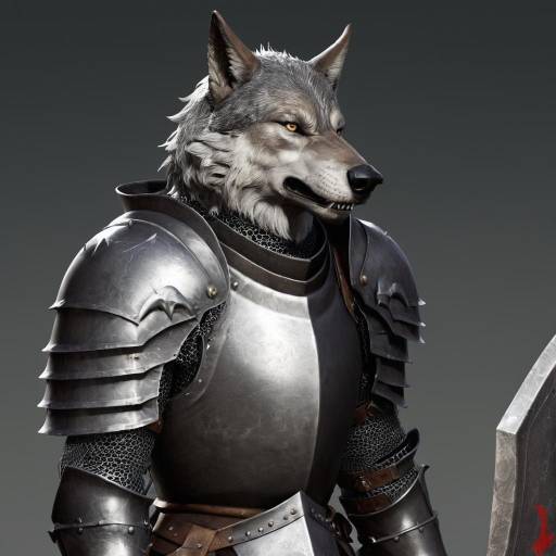 Mystical Knight with a Jug and Wolf