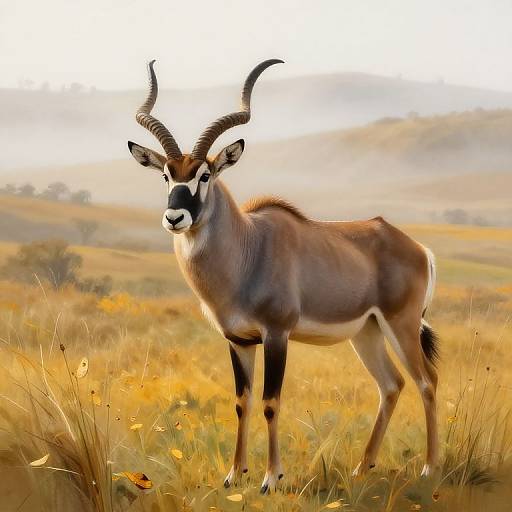 Solitary Saiga Antelope in Autumn