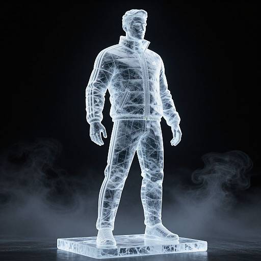 Transparent Ice Sculpture of Man