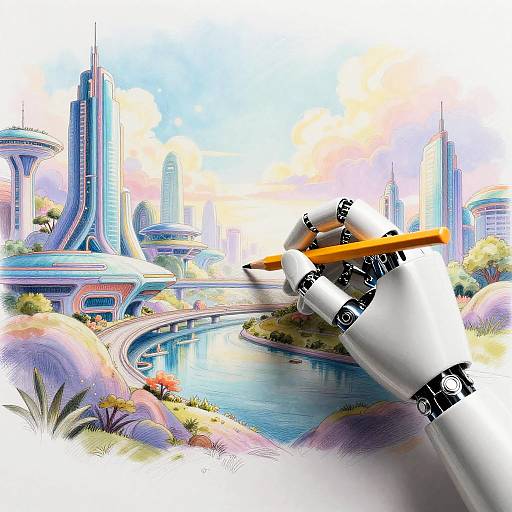 Robotic Hand Sketching Futuristic Art