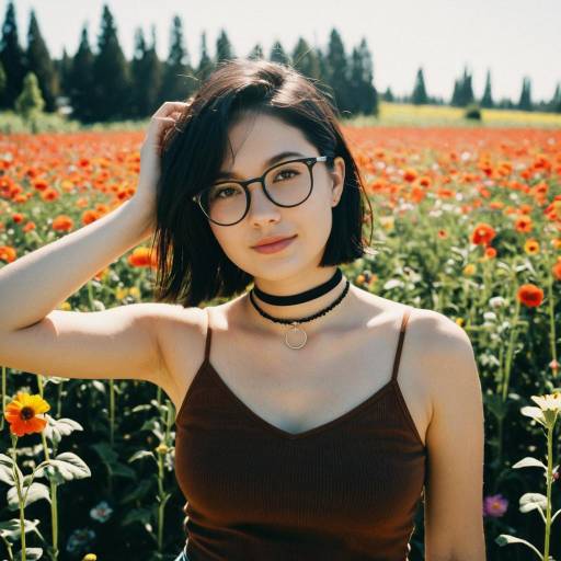 Young Woman in Flower Field
