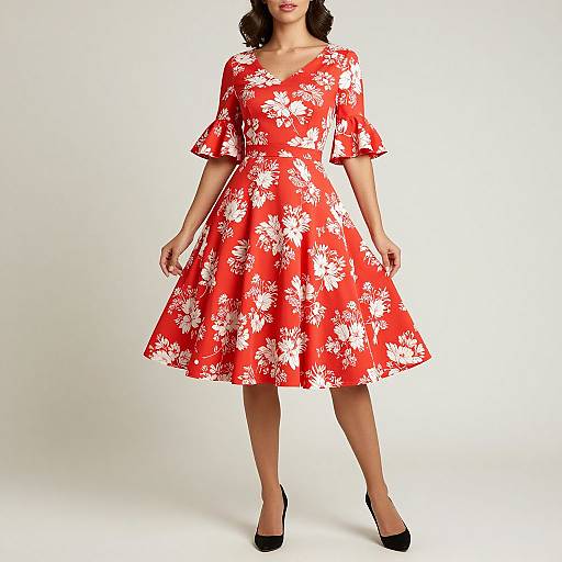 Elegant 1950s Floral Swing Dress