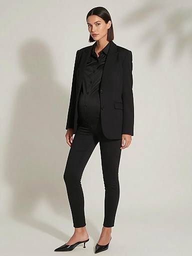 Sleek Monochrome Maternity Evening Portrait