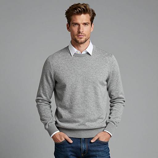 Stylish Man in Grey Sweater Portrait