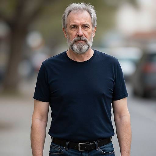 Realistic Portrait of Bearded Elderly Man