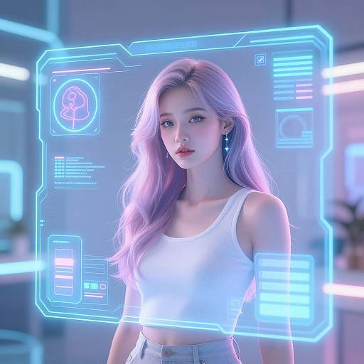 Futuristic AI Girlfriend Hologram
