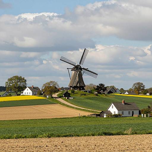 Charming Rural Landscape with Windmill