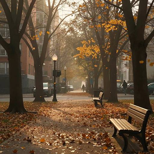 Tranquil Urban Park in Morning Light