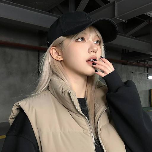 Chic Young Woman in Industrial Setting