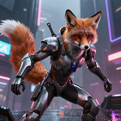 Cyberpunk Fox Hybrid Warrior