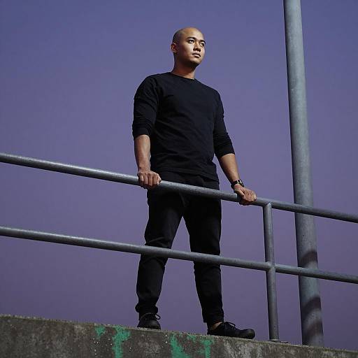 Serene Bald Man Against Twilight Sky