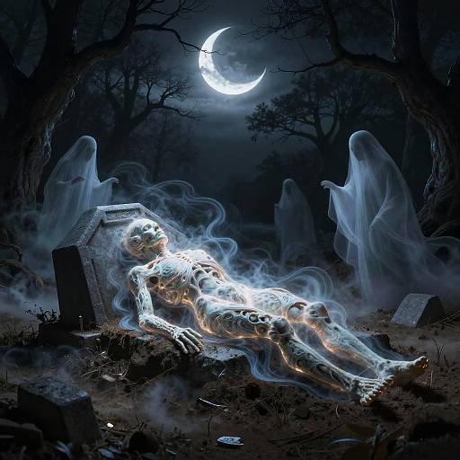 Ethereal Graveyard with Ghostly Aura