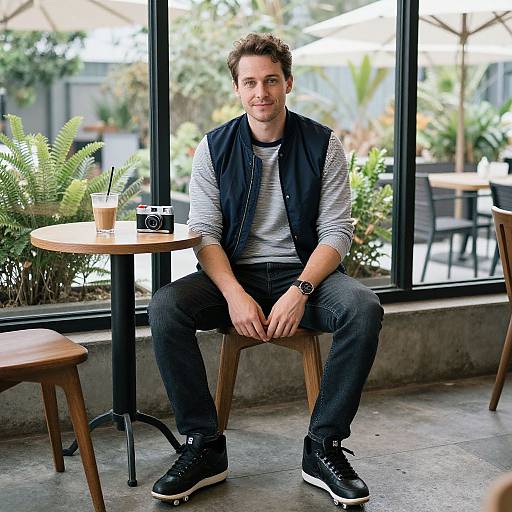 Casual Man in Cozy Coffee Corner