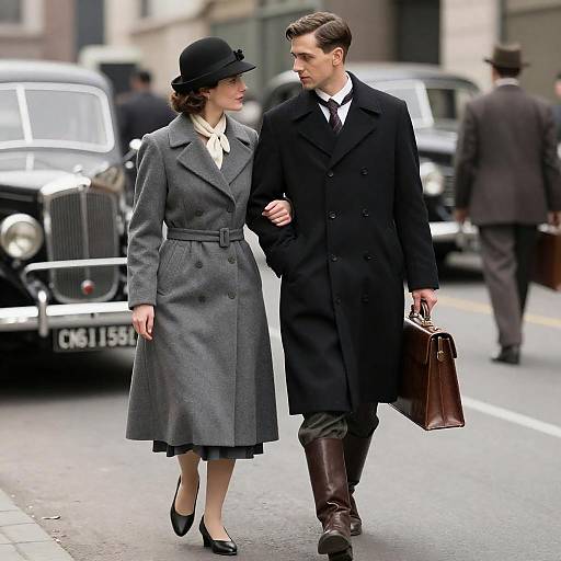 Vintage City Street Couple Photograph