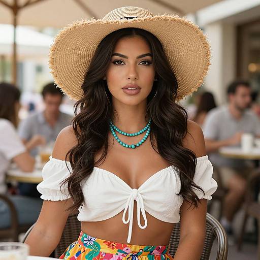 Stylish Woman at Outdoor Café