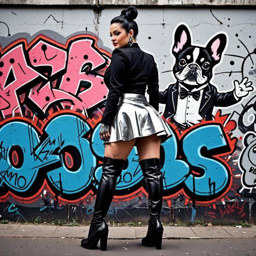 Fashion Model in Avant-Garde Outfit by Graffiti Wall