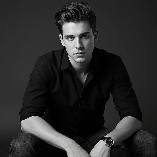 Black-and-White Portrait of Young Man