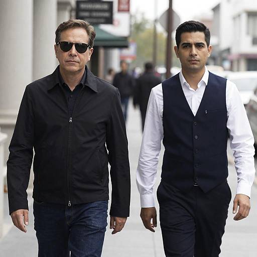 Serious Men Strolling Through City Streets