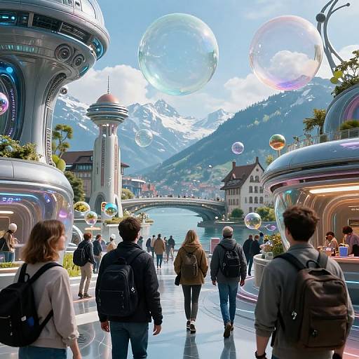 Futuristic Tourists in Metaverse Interlaken