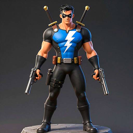 Heroic Muscular Man in Superhero Suit