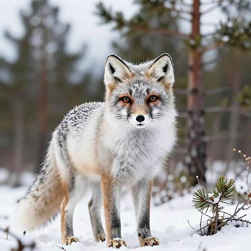 Realistic Arctic Fox in Frosty Forest