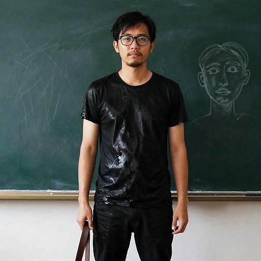 Moody Classroom Scene with Chalkboard