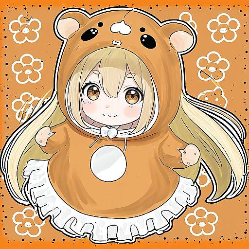 Illustration of Doma umaru, himouto! umaru-chan in the style of Uni (plastic girl)