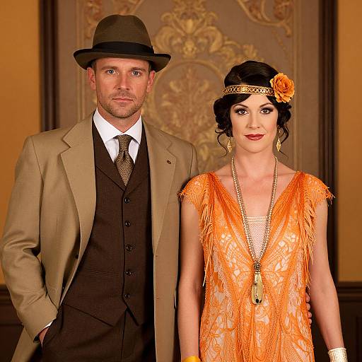 Vintage 1920s Elegant Couple Portrait