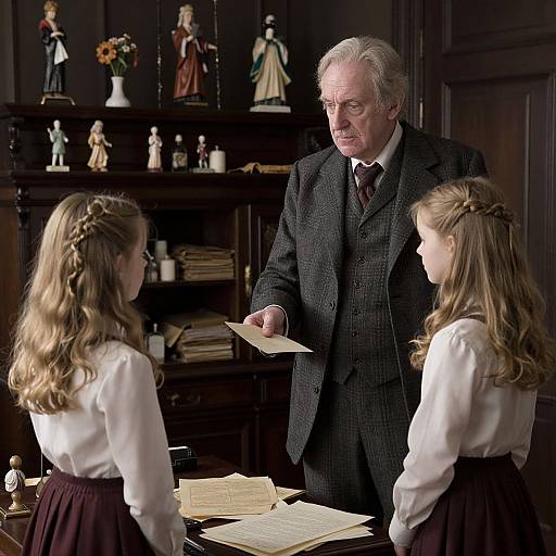 Victorian Elderly Man and Girls Exchange