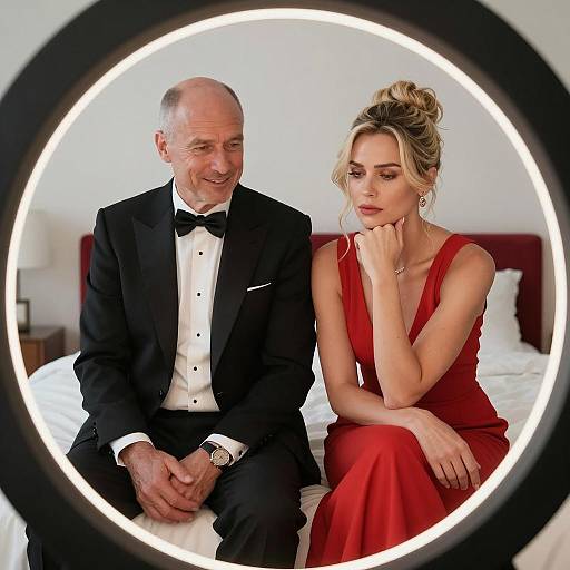 Intimate Moment in a Circular Frame