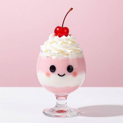 Whimsical Pink Glass Cup with Dessert