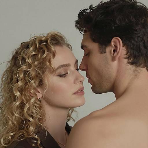 Intimate Close-Up of a Couple Embrace