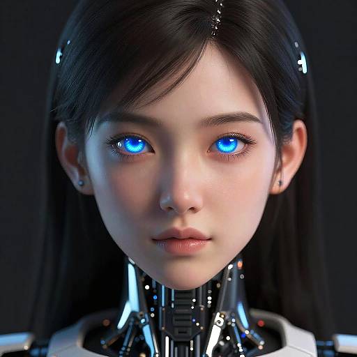 Futuristic Japanese Female Robot Portrait