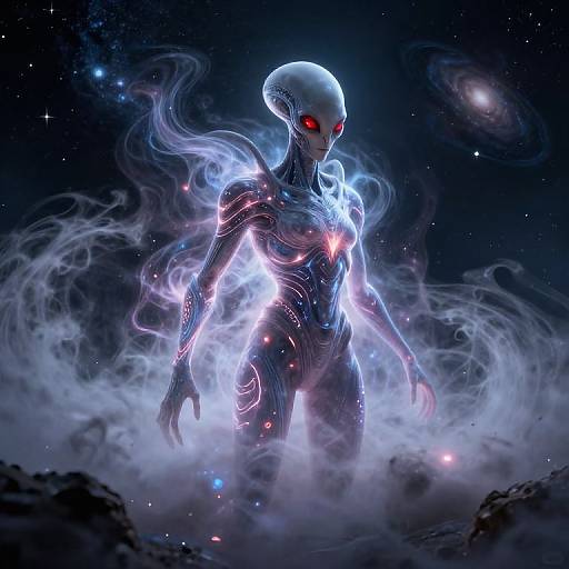 Alien Emerging from Cosmic Fog