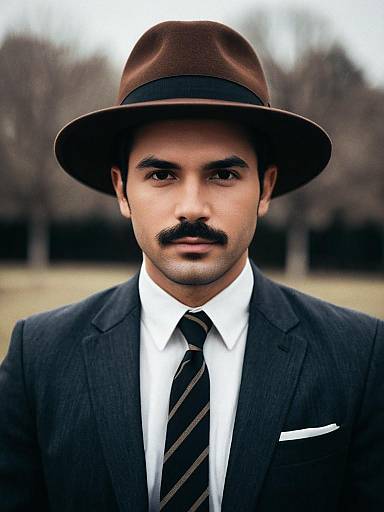 Man in Brown Hat and Formal Suit
