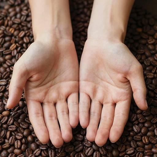 Hands Over Coffee Beans