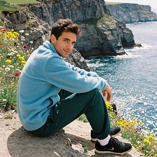 Sporty Man Enjoying Vibrant Cliffs View